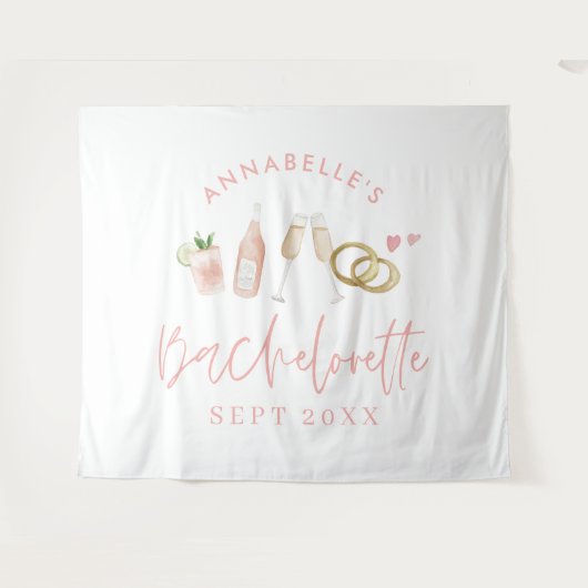 Roze girly moderne champagne vrijgezellenweekend t wandkleed (Voorkant (horizontaal))