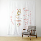 Roze girly moderne champagne vrijgezellenweekend t wandkleed (In situ)