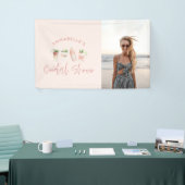 Roze girly moderne drink vrijgezellenfeest foto spandoek (Beurs)
