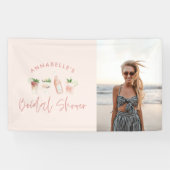 Roze girly moderne drink vrijgezellenfeest foto spandoek (Horizontaal)