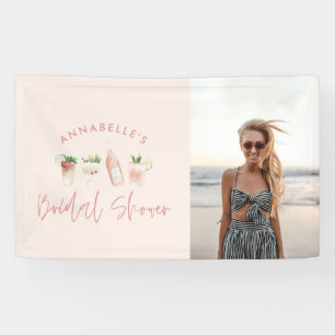 Roze girly moderne drink vrijgezellenfeest foto spandoek