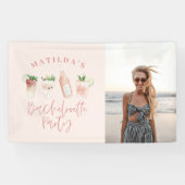 Roze girly moderne drink vrijgezellenfeest foto spandoek (Horizontaal)