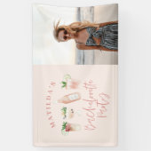 Roze girly moderne drink vrijgezellenfeest foto spandoek (Verticaal)