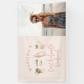 Roze girly moderne drink vrijgezellenweekend foto spandoek (Verticaal)