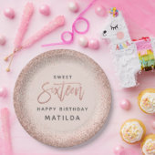 Roze girly moderne glitter 16e verjaardagsfeest papieren bordje (Feest)