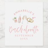 Roze girly moderne mousserende wijn bachelorette s wijn etiket (Enkel label)