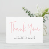 Roze girly moderne typografie stijlvol dank u kaart (Staand voorkant)