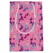 Roze girly muziek zwart-wit cadeau tas medium cadeauzakje (Voorkant)