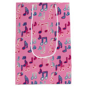 Roze girly muziek zwart-wit cadeau tas medium cadeauzakje (Achterkant)