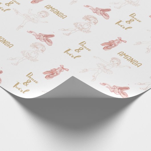 Roze Girly Pastel Ballerina schoenen Cadeaupapier (Hoek)