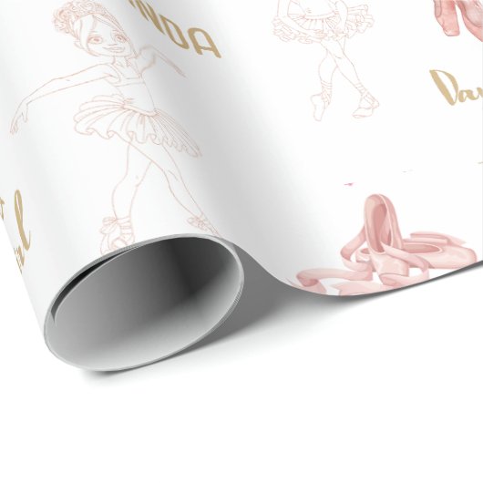 Roze Girly Pastel Ballerina schoenen Cadeaupapier (Rol Hoek)