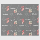 Roze Girly Pastel Ballerina schoenen Cadeaupapier (Vlak)