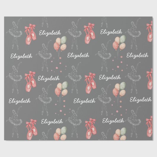 Roze Girly Pastel Ballerina schoenen Cadeaupapier (Vlak)