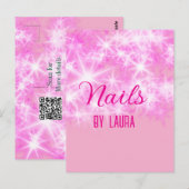 Roze girly pastel glitter nagels voeg naam website briefkaart (Voorkant / Achterkant)