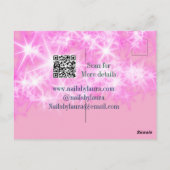 Roze girly pastel glitter nagels voeg naam website briefkaart (Achterkant)
