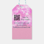 Roze girly pastel glitter nagels voeg naam website cadeaulabel (Achterkant)