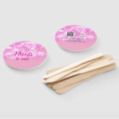 Roze girly pastel glitter nagels voeg naam website handwaaier (Niet-gemonteerd)