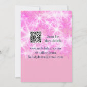 Roze girly pastel glitter nagels voeg naam website kaart (Achterkant)