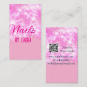 Roze girly pastel glitter nagels voeg naam website visitekaartje (Voorkant / Achterkant)