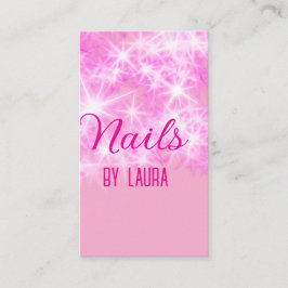 Roze girly pastel glitter nagels voeg naam website visitekaartje