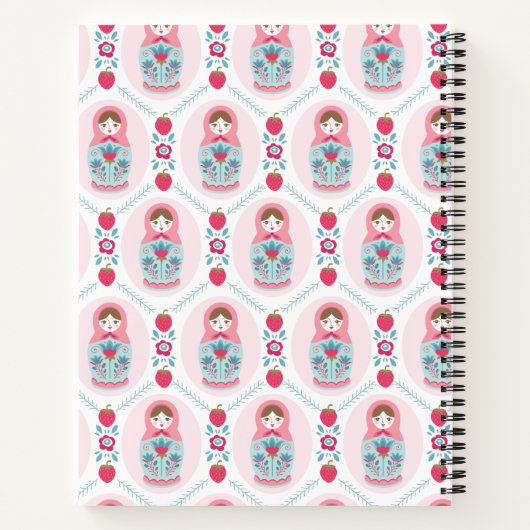 Roze Girly Pattern Monogram Spiral Notitieboek (Achterkant)