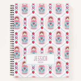 Roze Girly Pattern Monogram Spiral Notitieboek