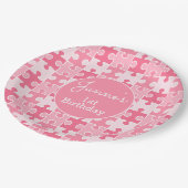 Roze Girly Puzzel Stukken Papieren Bordje (Gekanteld)