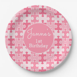 Roze Girly Puzzel Stukken Papieren Bordje