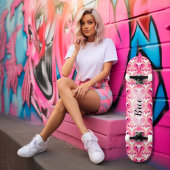 Roze Girly Retro Patroon Persoonlijk Skateboard