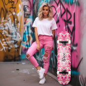 Roze Girly Retro Patroon Persoonlijk Skateboard