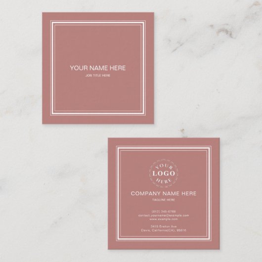 Roze Girly Roos Gold Professional Vierkante Visitekaartje (Voorkant / Achterkant)