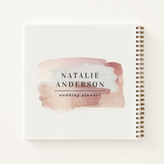 Roze girly roos goud modern stijlvol uw logo notitieboek (Achterkant)