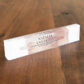 Roze girly roos modern, stijlvol naambordje (Zijkant)