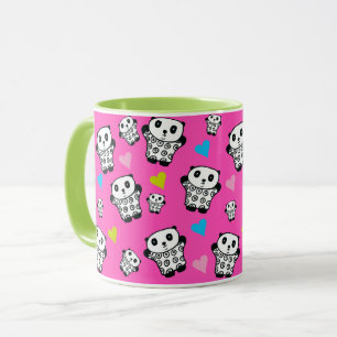 Roze Girly Schattige Kawaii Panda Beer Love Hearts Mok