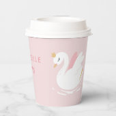 Roze girly schattige zwaan elegante verjaardagsfee papieren bekers (Achterkant)