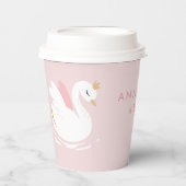 Roze girly schattige zwaan elegante verjaardagsfee papieren bekers (Voorkant)