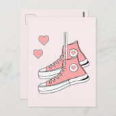 Roze Girly Sneakers Briefkaart (Voorkant / Achterkant)