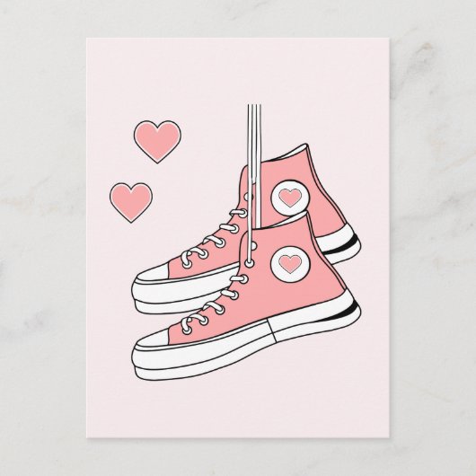 Roze Girly Sneakers Briefkaart (Voorkant)