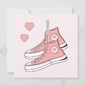 Roze Girly Sneakers Feestdagenkaart (Voorkant)