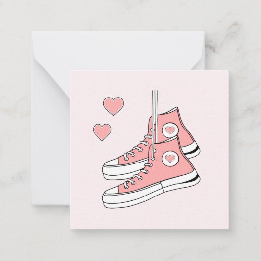 Roze Girly Sneakers Notitiekaartje (Voorkant)