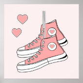 Roze Girly Sneakers Poster (Voorkant)