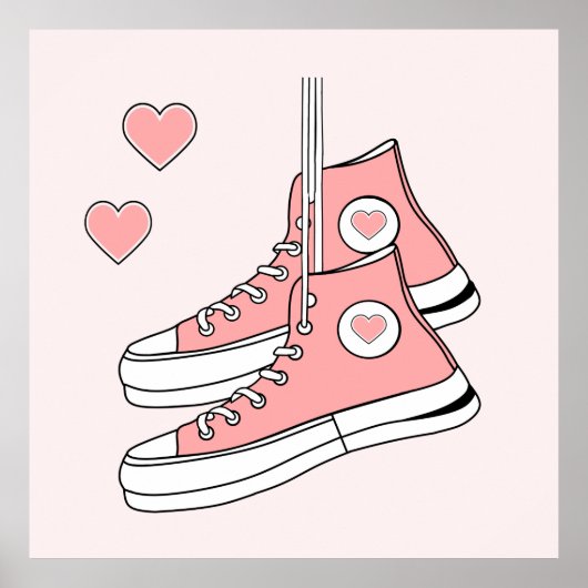 Roze Girly Sneakers Poster (Voorkant)