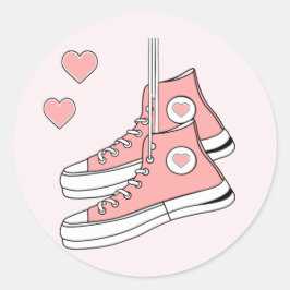 Roze Girly Sneakers Ronde Sticker