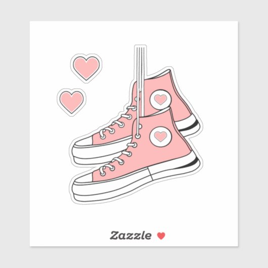 Roze Girly Sneakers Sticker (Vel)