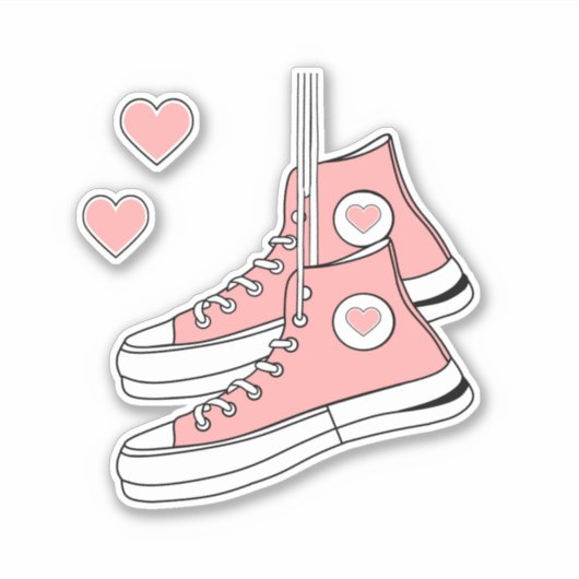 Roze Girly Sneakers Sticker (Voorkant)