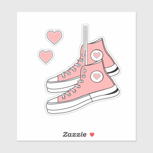 Roze Girly Sneakers Sticker (Vel)