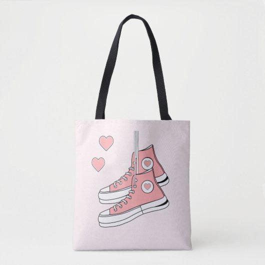 Roze Girly Sneakers Tote Bag (Voorkant)