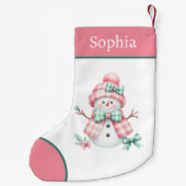 Roze Girly Snowman Kerstkous Kleine Kerstsok (Achterkant)
