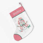 Roze Girly Snowman Kerstkous Kleine Kerstsok (Achterkant (Hangend))
