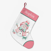 Roze Girly Snowman Kerstkous Kleine Kerstsok (Voorkant (Hangend))